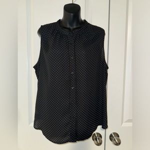 Banana Republic black and white polka dressy tank size L